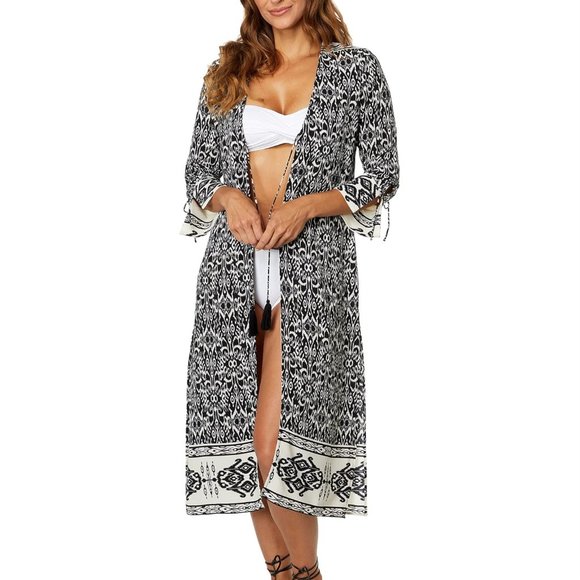 Vince Camuto Other - Vince Camuto 3/4 Sleeve Tie Front Ikat Tunic Beach Swim Cover-Up Open Top